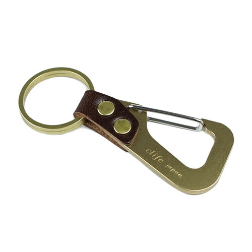 CLUCT 真鍮 ブラス 厚手カラビナ キーリング 両面に刻印クラフトマン