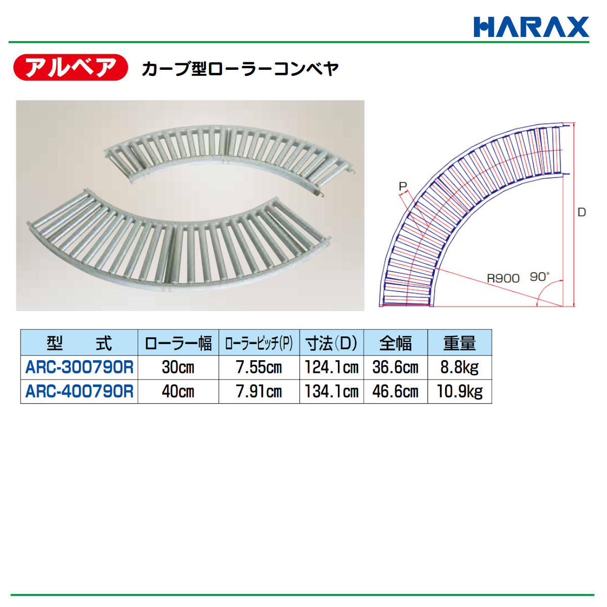楽天市場】ハラックス ローラーコンベヤ ARC-300790R ARC300790R
