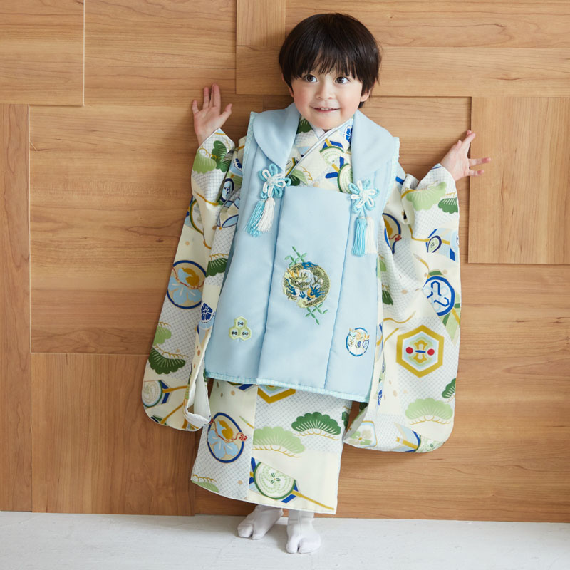 楽天市場】【レンタル】[七五三 着物 3歳]男の子「K098 水色龍×鼠