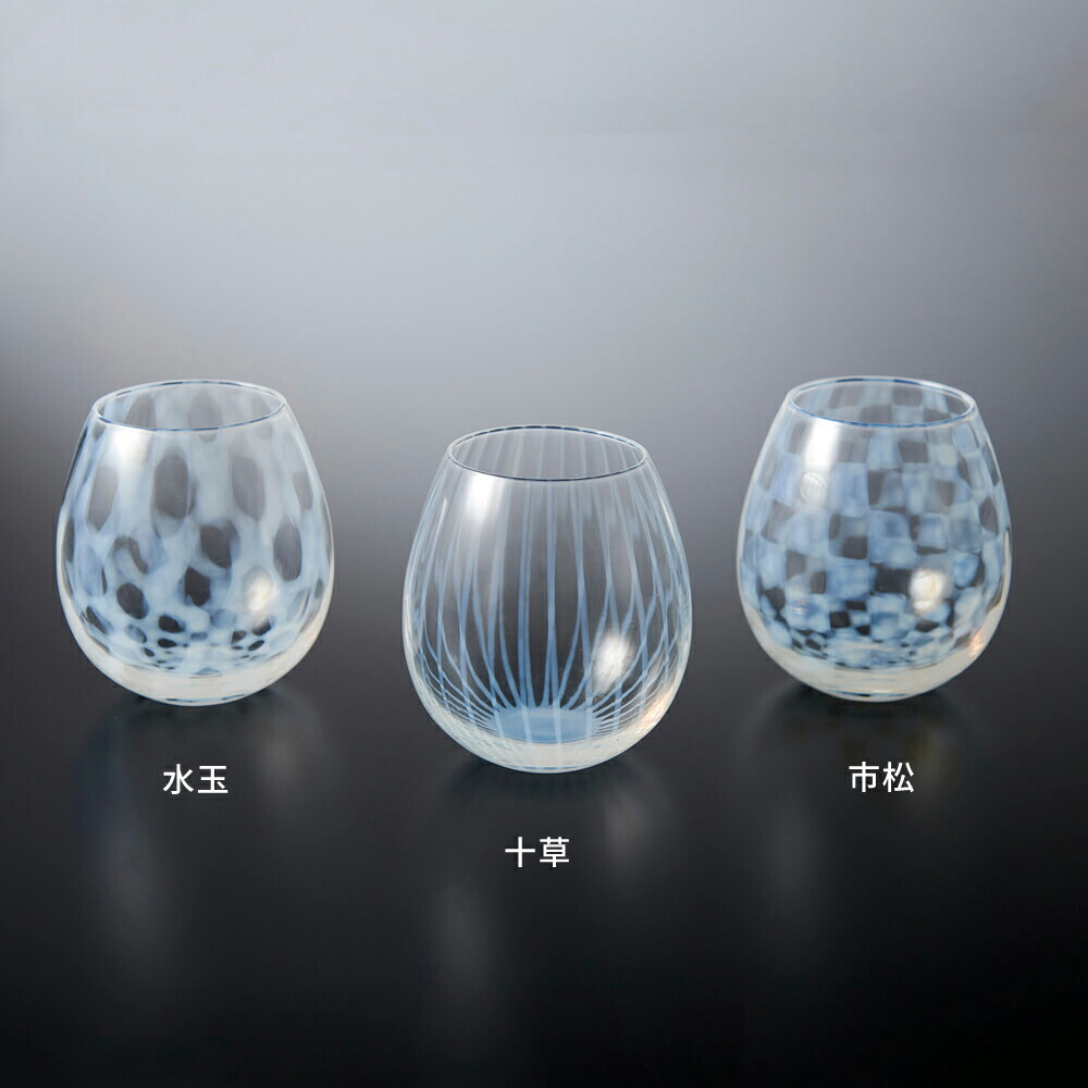 楽天市場】大正浪漫硝子 グラス 花蕾 Karai 水玉 市松 十草 桐箱入り