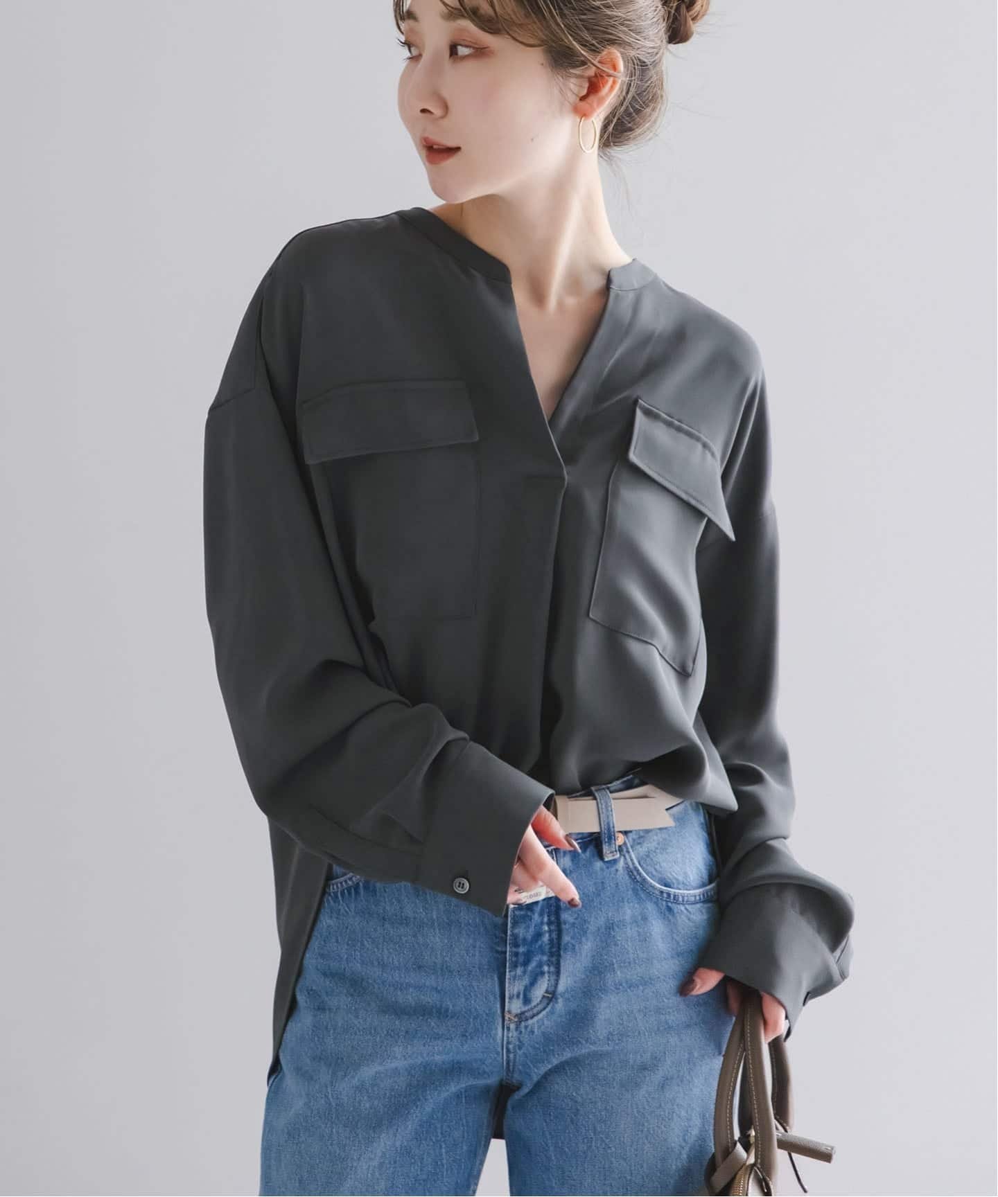 NOBLE｜《追加・WEB限定カラー》ワークディテールドレープシャツ