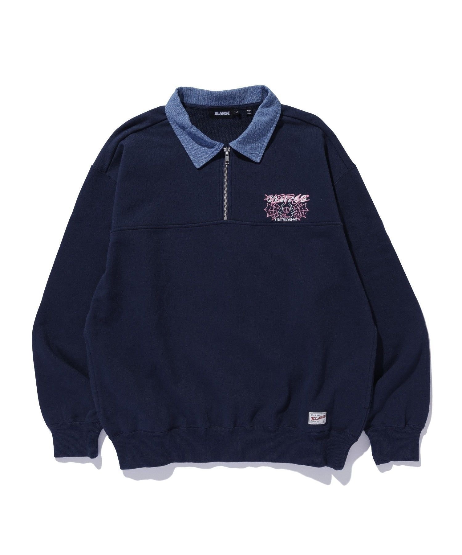 XLARGE｜DENIM COLLAR HALF ZIP SWEATSHIRT | Rakuten Fashion(楽天