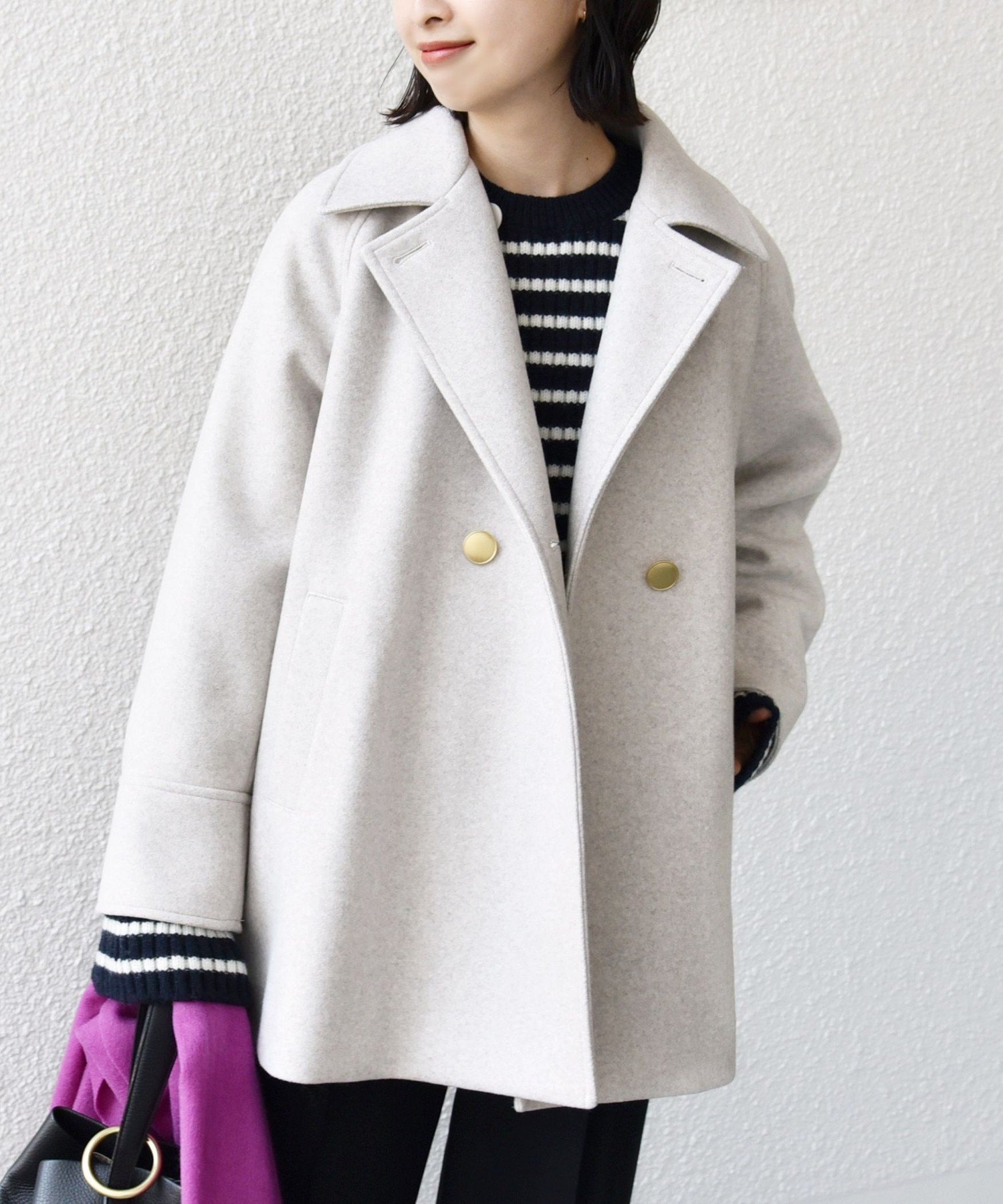 良品 SHIPS ウール ライク ジャージー メルトン 2WAY Pコート SHIPS｜【WEB限定】<手洗い可能>ウール ライク ジャージー メルトン