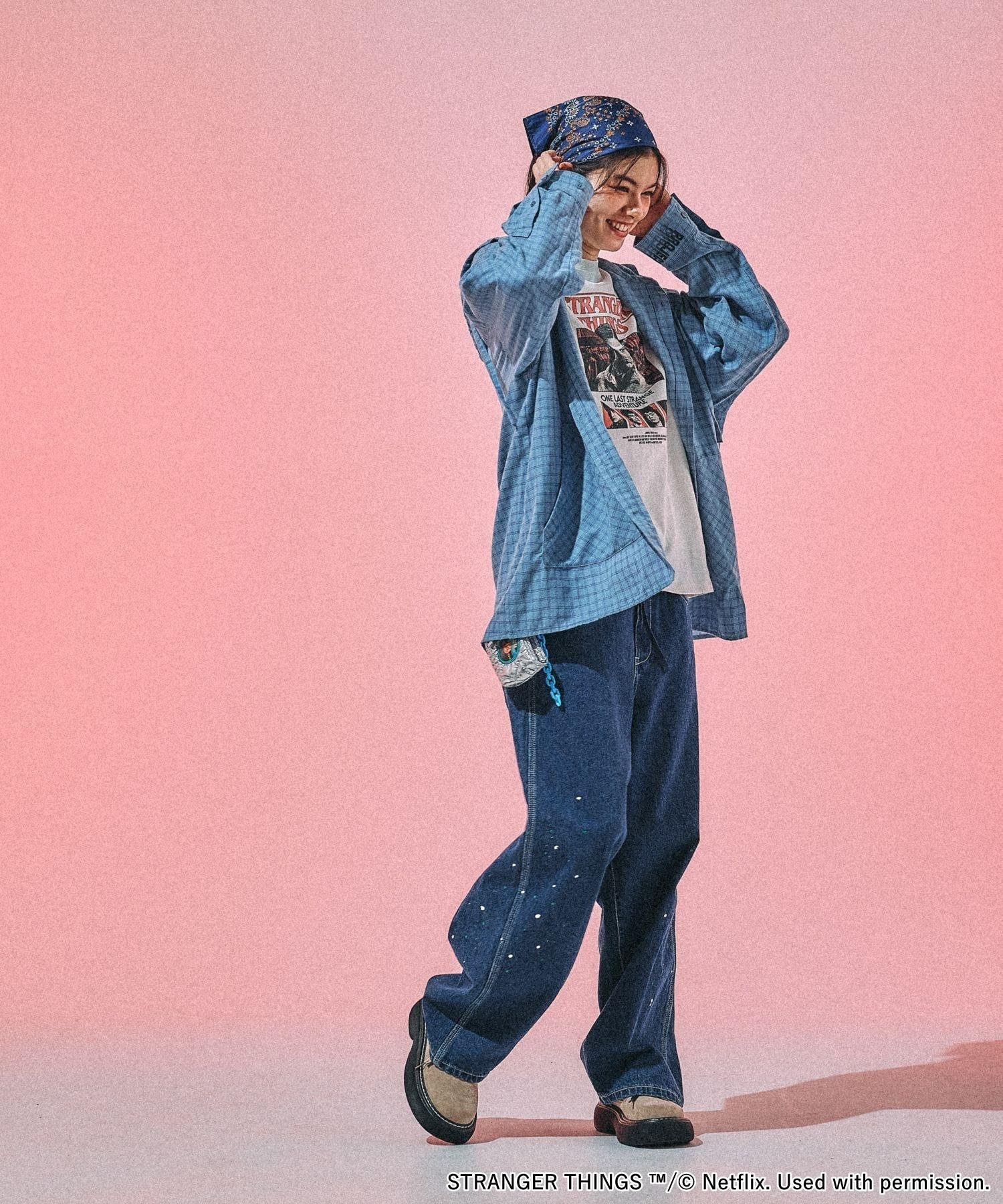 niko and ｜【STRANGER THINGS】コラボ チェックフードシャツ