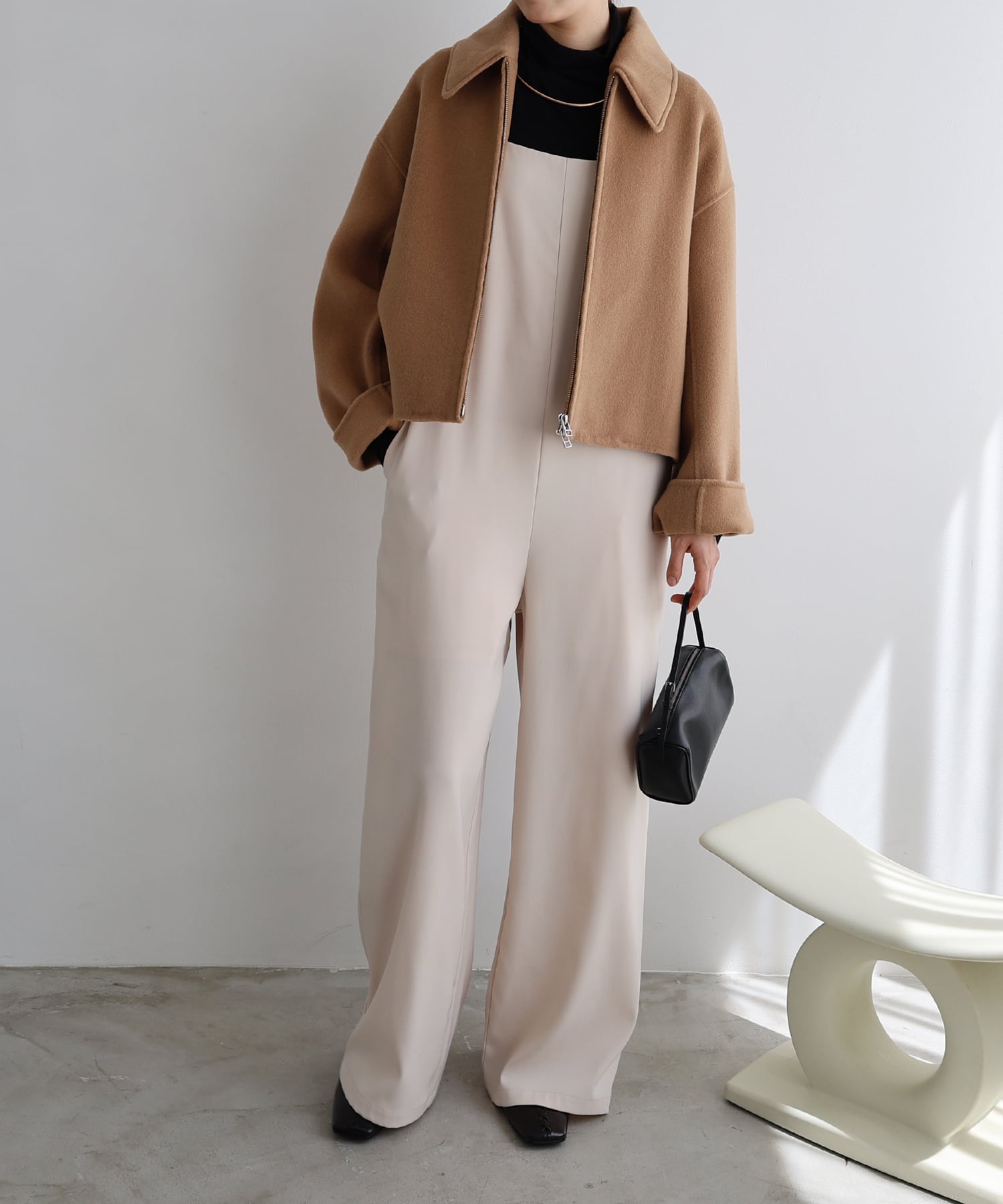 andme｜リバー ジップ ショート コート evernavy エバーネイビー