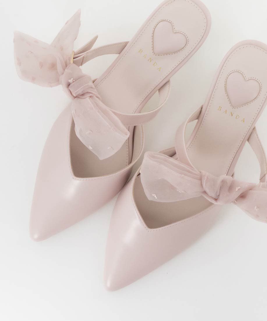 RANDA｜【HEART COLLECTION】2WAYハート刺繍リボンミュール | Rakuten