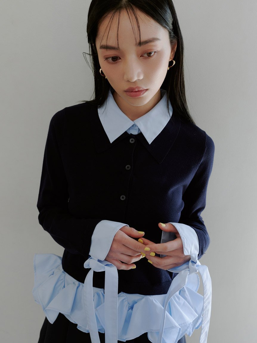 SNIDEL｜シャツドッキングヘムボリュームニットプルオーバー | Rakuten