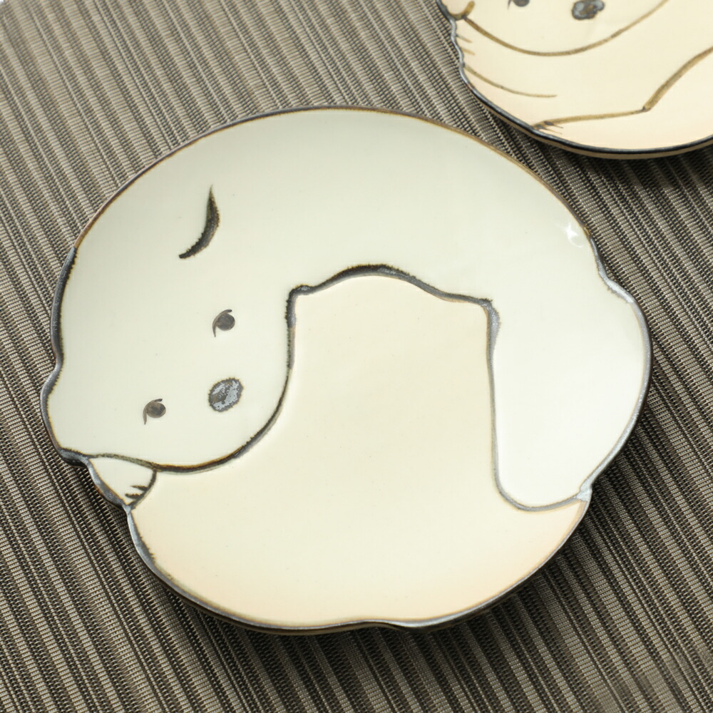 楽天市場】狗児皿 大 約17cm 六兵衛窯 清水焼き 京都 仔犬 神坂雪佳