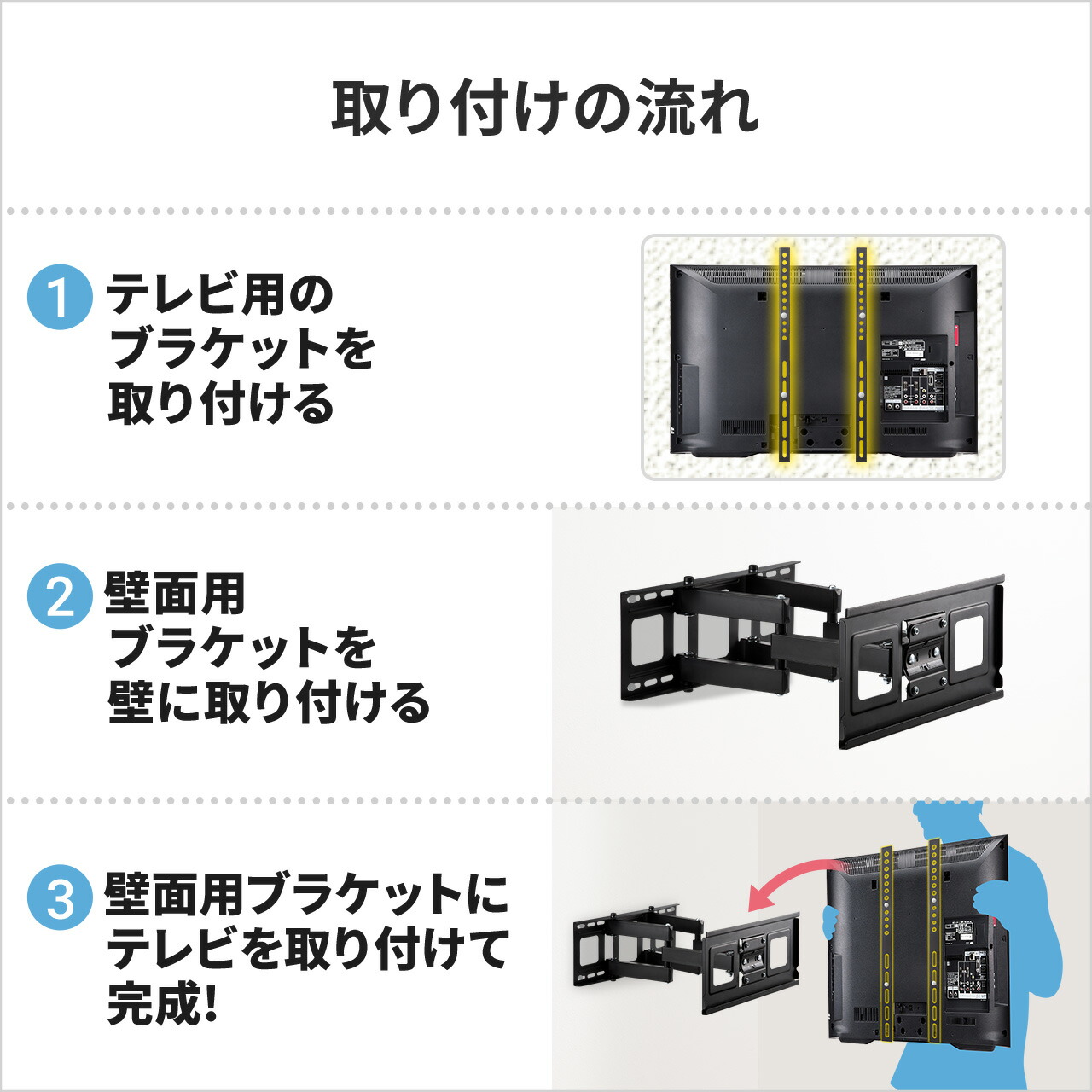 楽天市場】テレビ壁掛け金具 32〜52型（インチ）対応 ダブルアーム