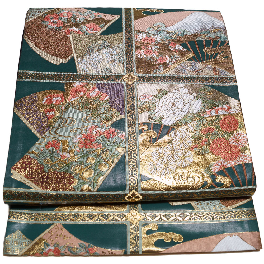 楽天市場】袋帯 となみ織物 天井格子に百花模様 漆箔 西陣 貴賓錦 深