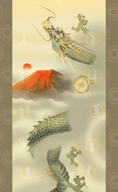 楽天市場】掛軸 掛け軸 十二神将昇龍図 石田芳園 【尺三立・紙箱入り