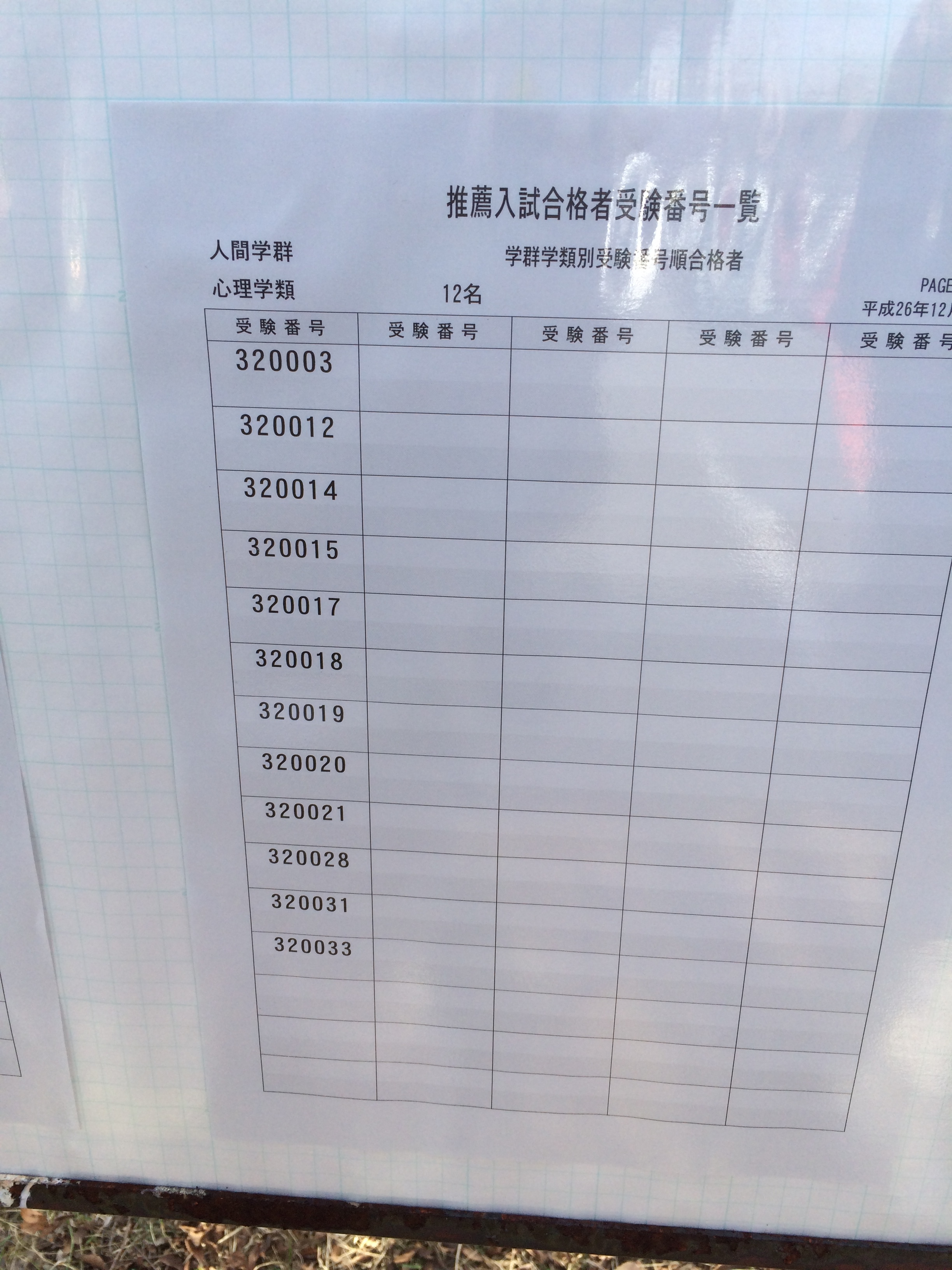 推薦入試速報！】2014年筑波大学 推薦入学合格者発表に行ってきた