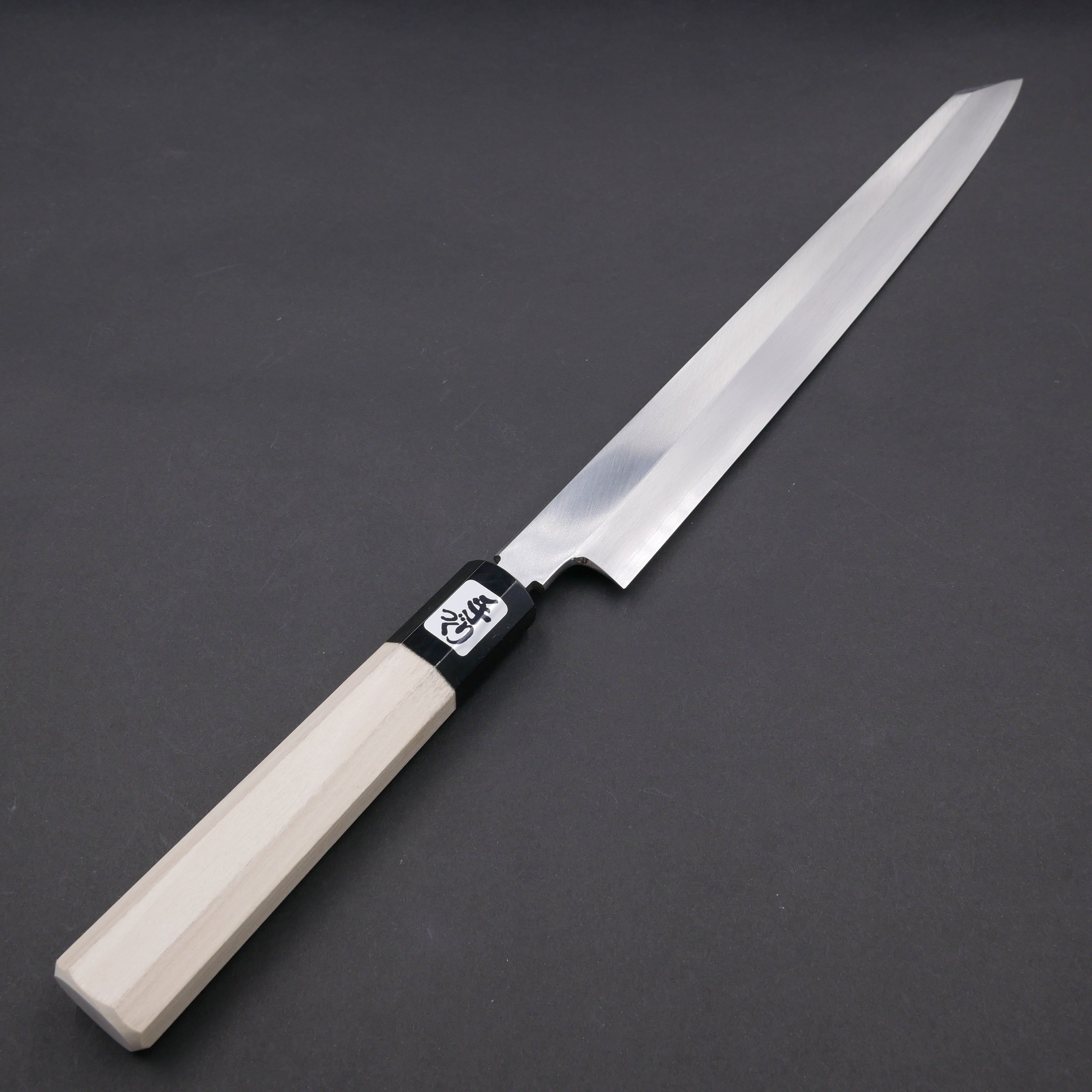堺白鶴作 切付型柳刃包丁 銀三 尺 黒檀八角柄 堺白鶴作 切付型柳刃包丁