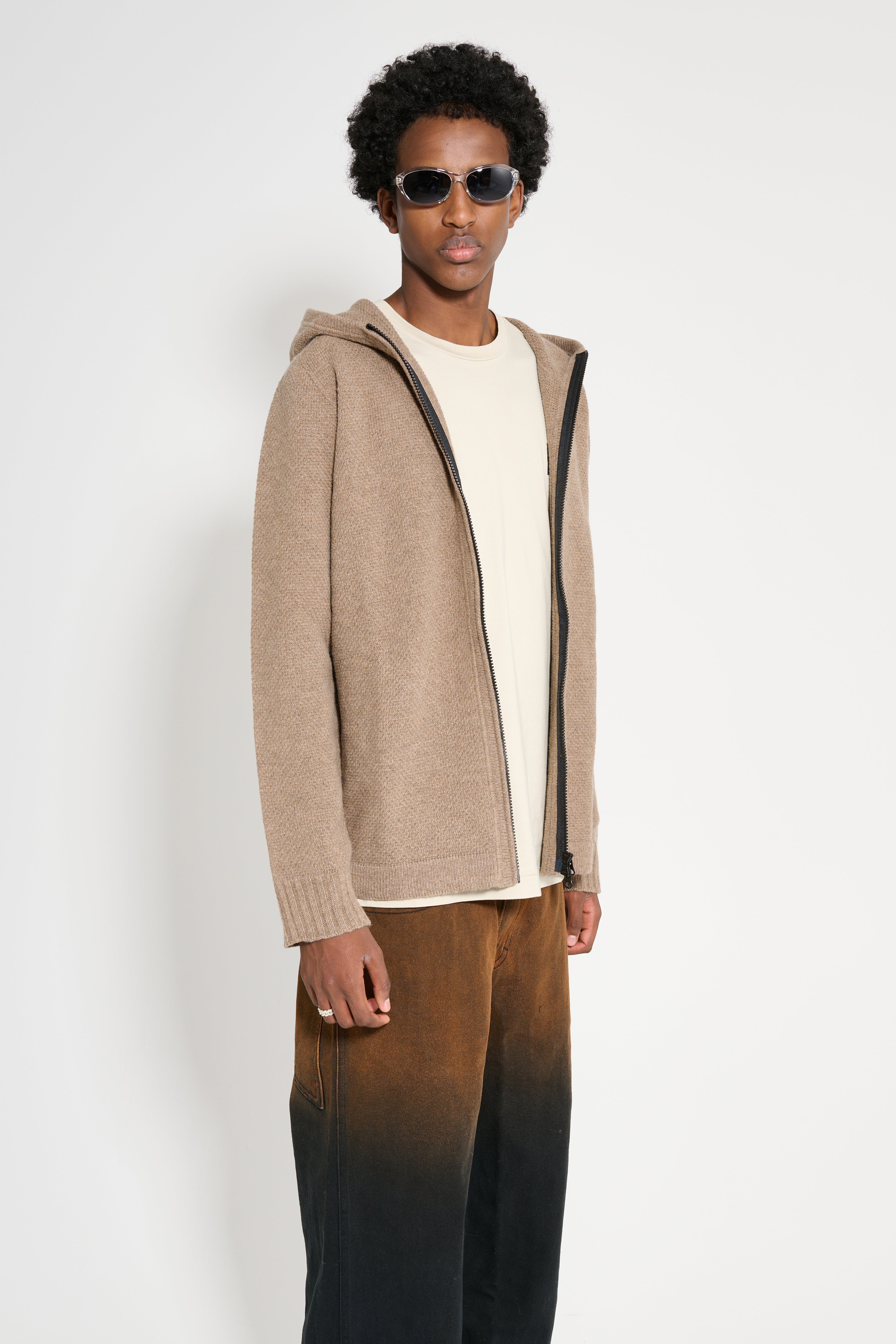 Stone Island Hooded Full Zip Cardigan Walnut – Très Bien