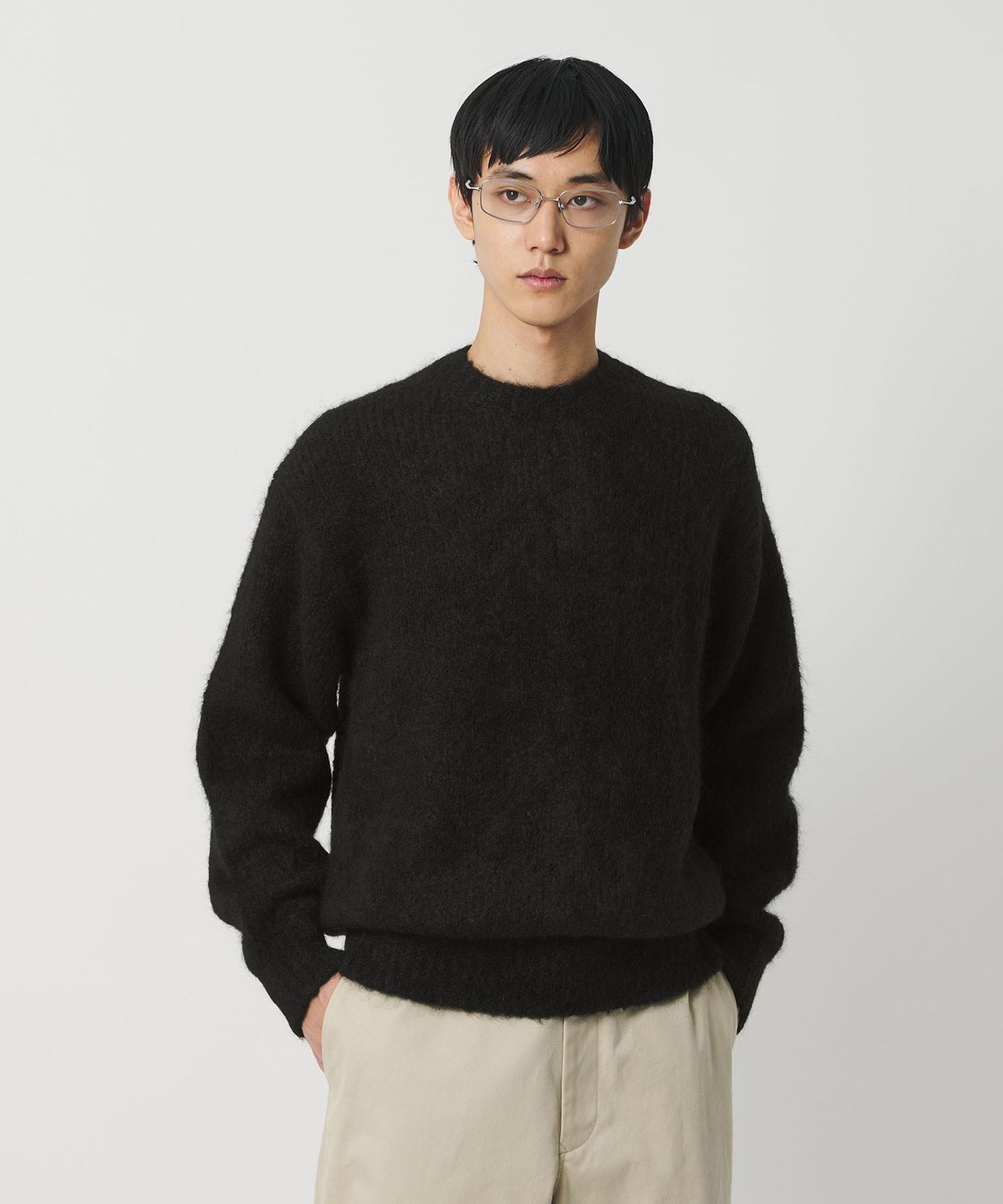 H＞クラウディ アルパカ クルーネックニット