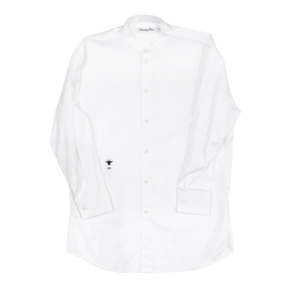 名東】【CHRISTIAN DIOR】ディオール ブラウス ノーカラー ビー 白