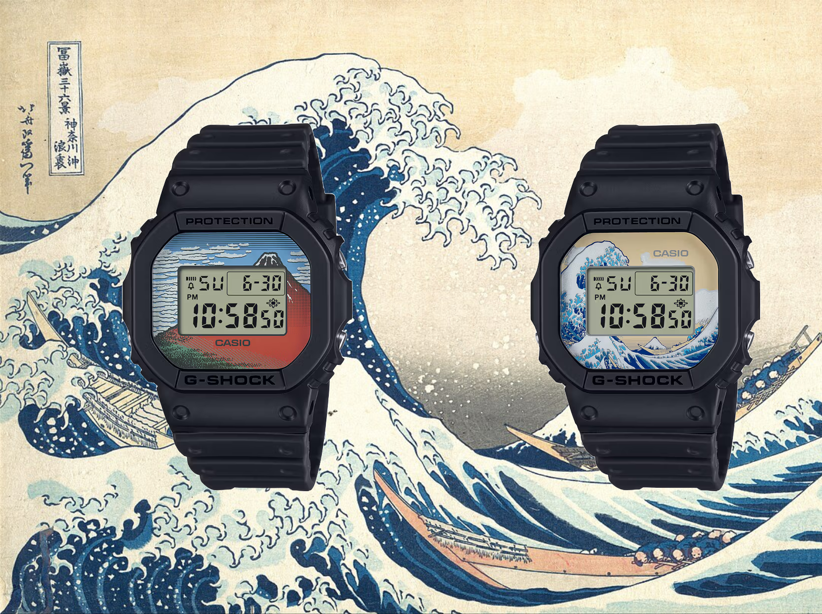 G-Shock produces two DW-5600 watches featuring Hokusai's iconic
