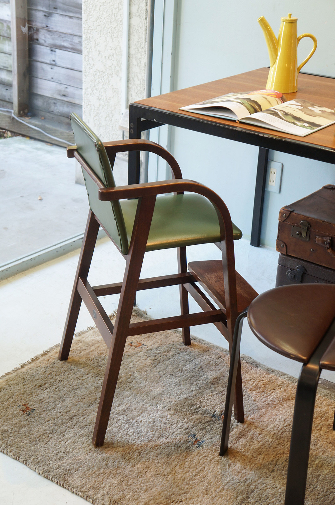 秋田木工社製 低座椅子 革張り ジャパニーズモダン ヴィンテージ 和