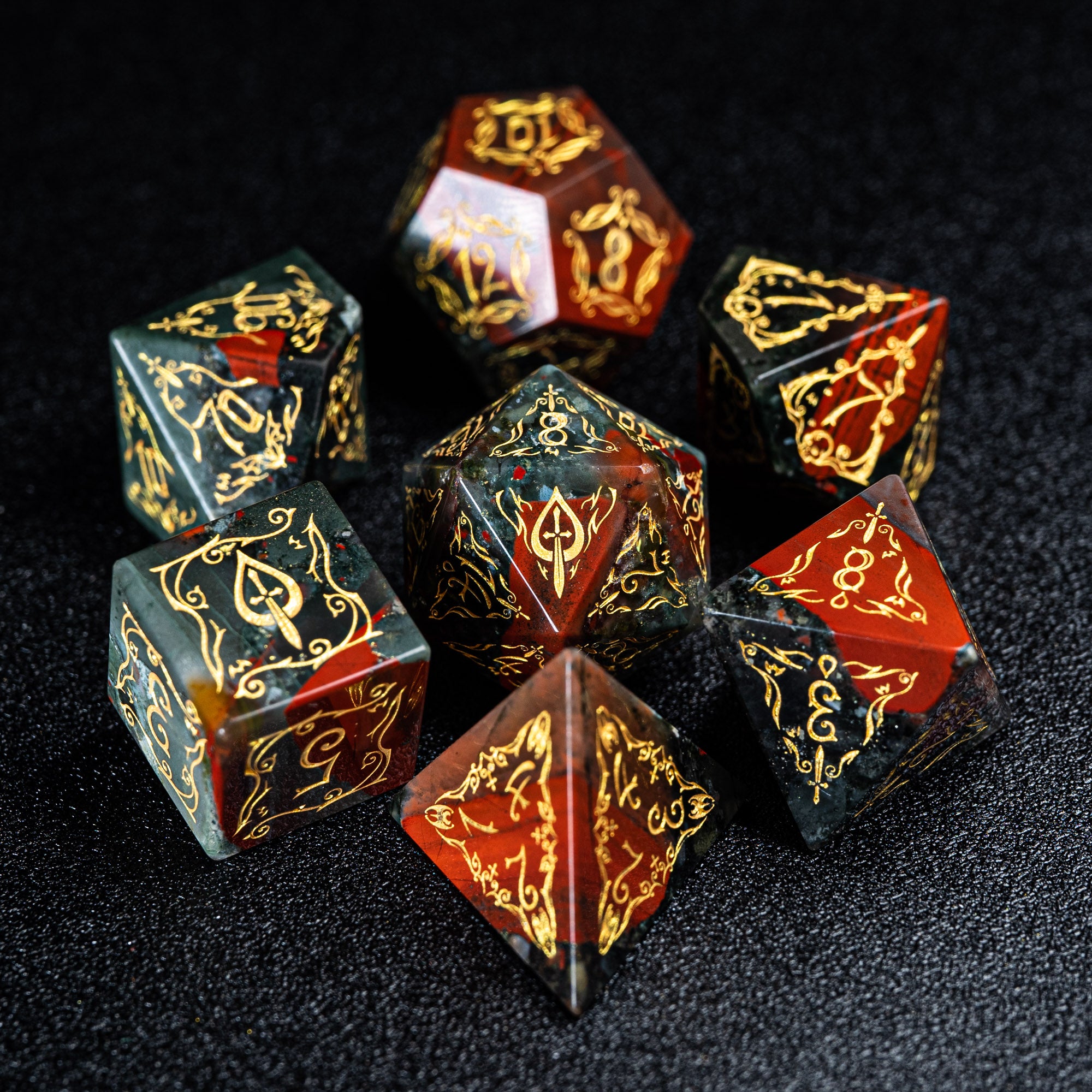 URWizards D&D Blood stone Engraved Dice Set Blood Hunter Style