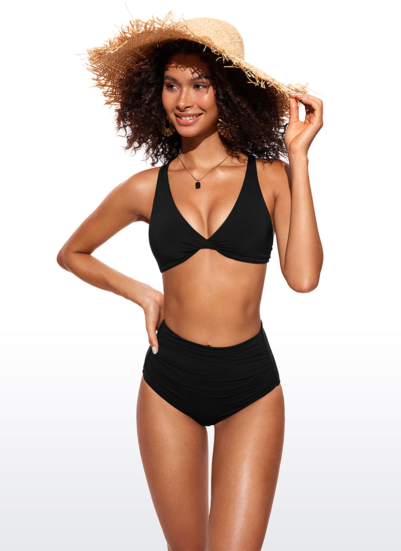 CRZ YOGA Women's Swimwear Tops Sunshine Bikini Top V Neck Criss