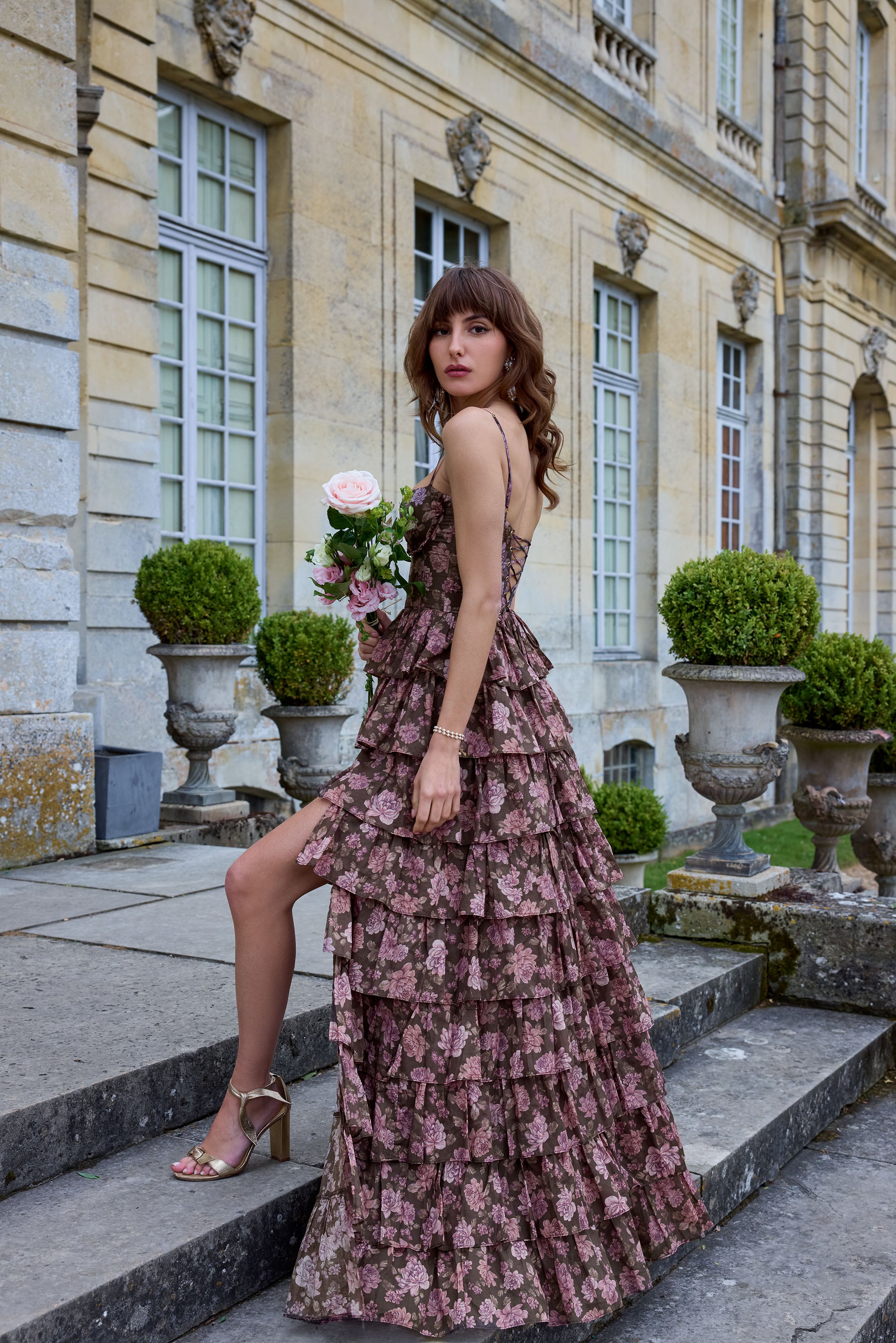 The Josephine Dress in Chocolate Peony Print – V. Chapman