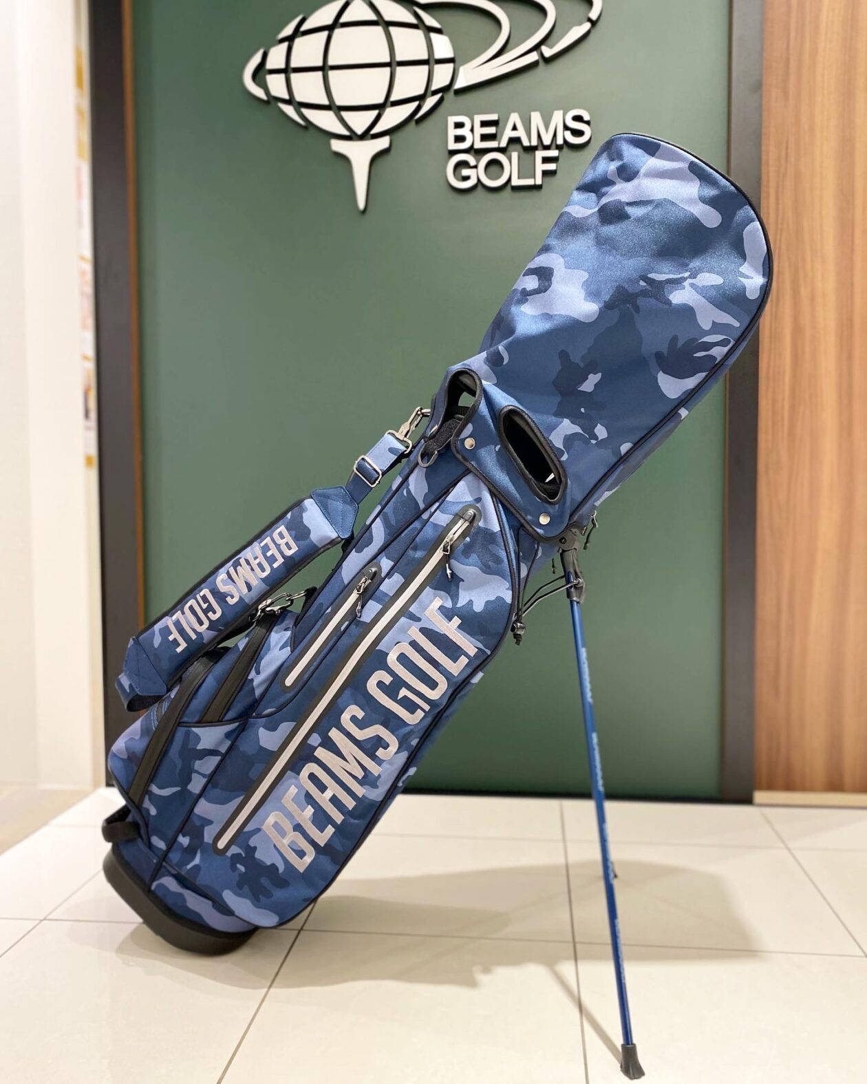 新規入荷】BEAMS GOLF / ブルーグレー カモフラ柄 スタンドキャディ