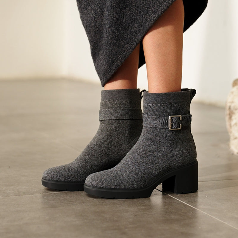 Gisella] スクエアトゥ 撥水加工 ヒールブーツ – VIVAIA JAPAN