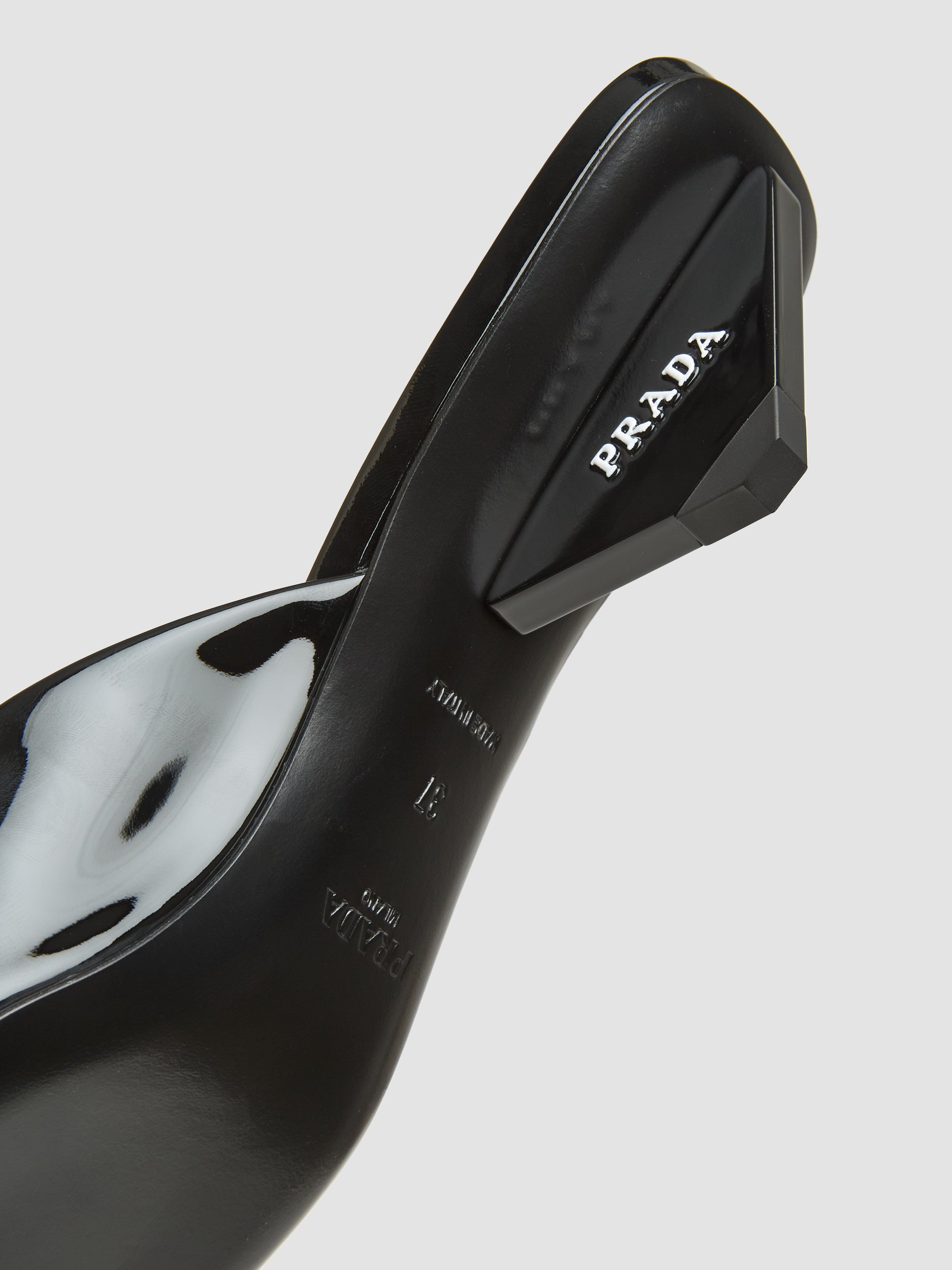 Prada - Patent Leather Mules in Black - 1I479N_069_F0002 – Voo Store