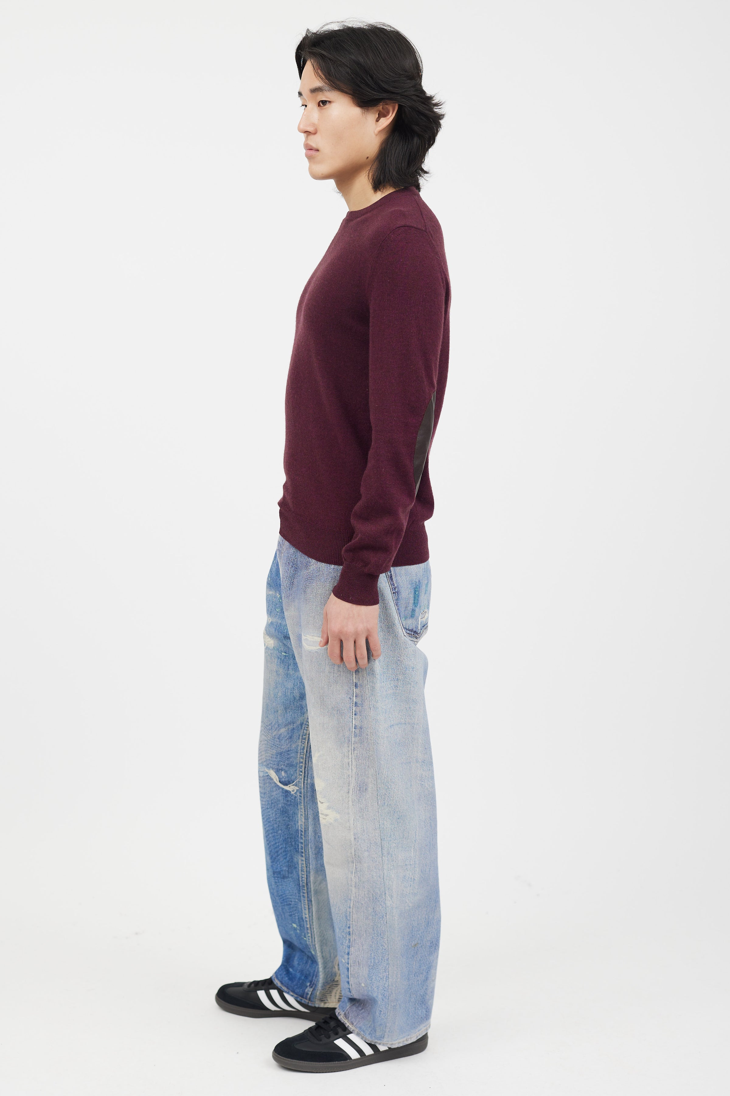 Maison Margiela // Burgundy Knit Elbow Patch Sweater – VSP Consignment