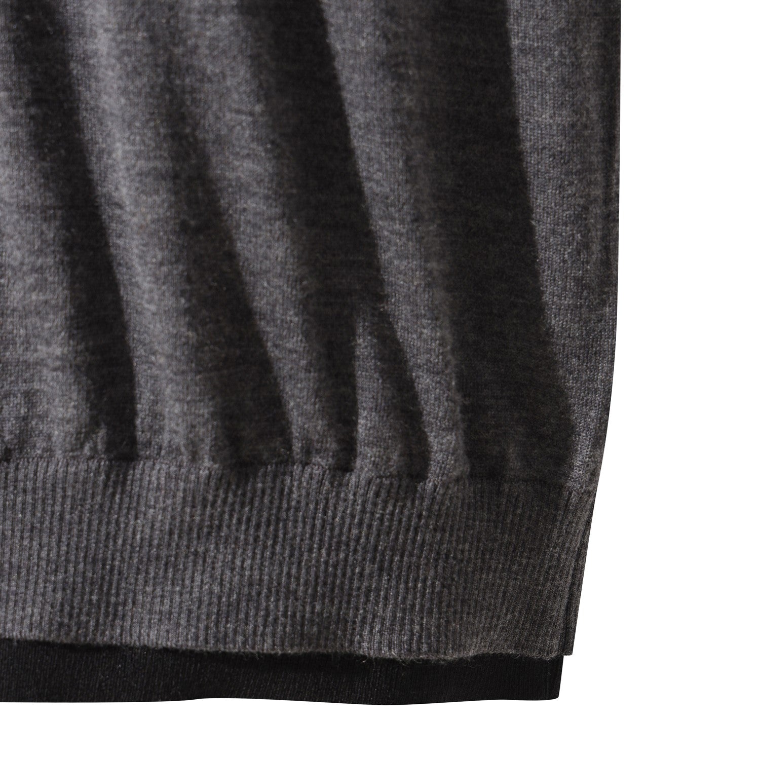 WOMEN ダブルリブVネックセーター グレー