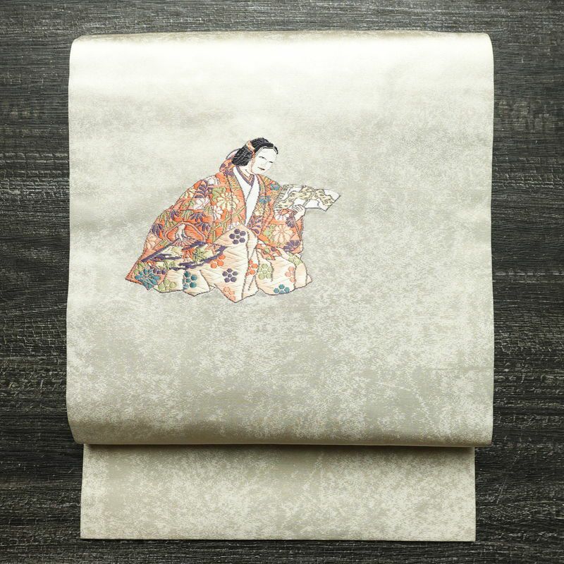 名古屋帯 太鼓柄 正絹 幾何学柄・抽象柄 名古屋仕立て 箔 銀糸 帯 白