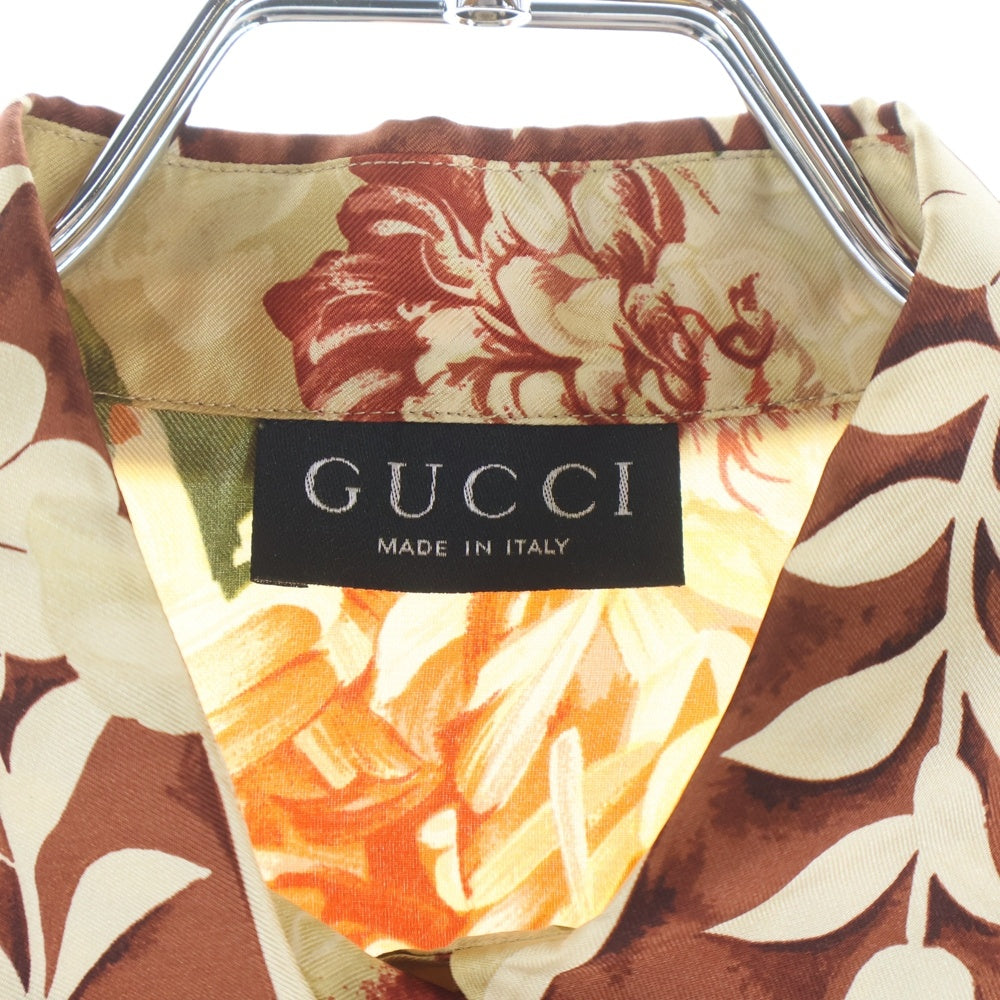 GUCCI(グッチ) トムフォード期 フラワー シルクシャツ ベージュ レディース