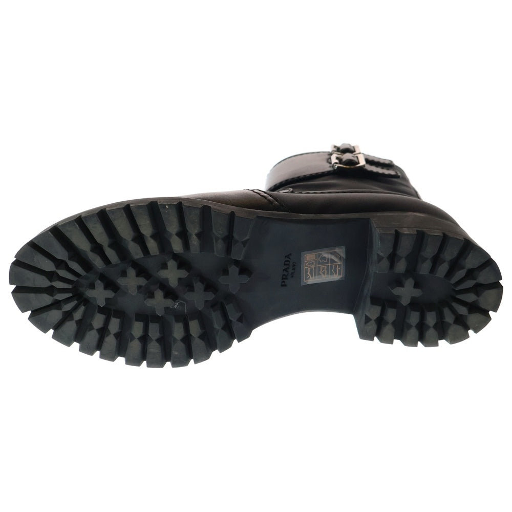 PRADA(プラダ) 厚底 ナイロン ハイカットレザーブーツ ブラック 3T6109