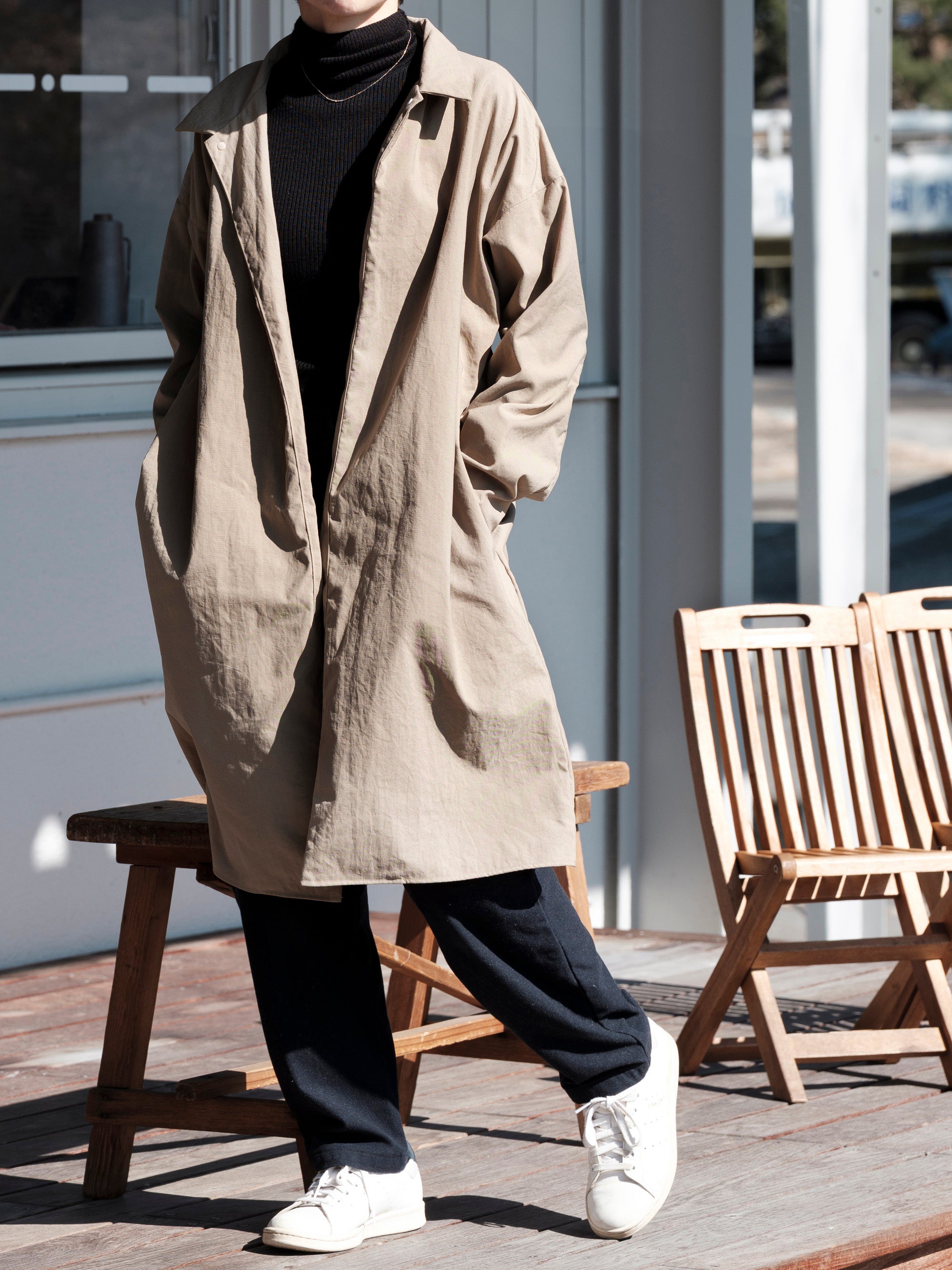 ナイロン リバリーコート ステンカラー｜MUYA