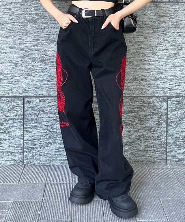 ドラゴン刺繍デニムパンツ – WEGO ONLINE STORE