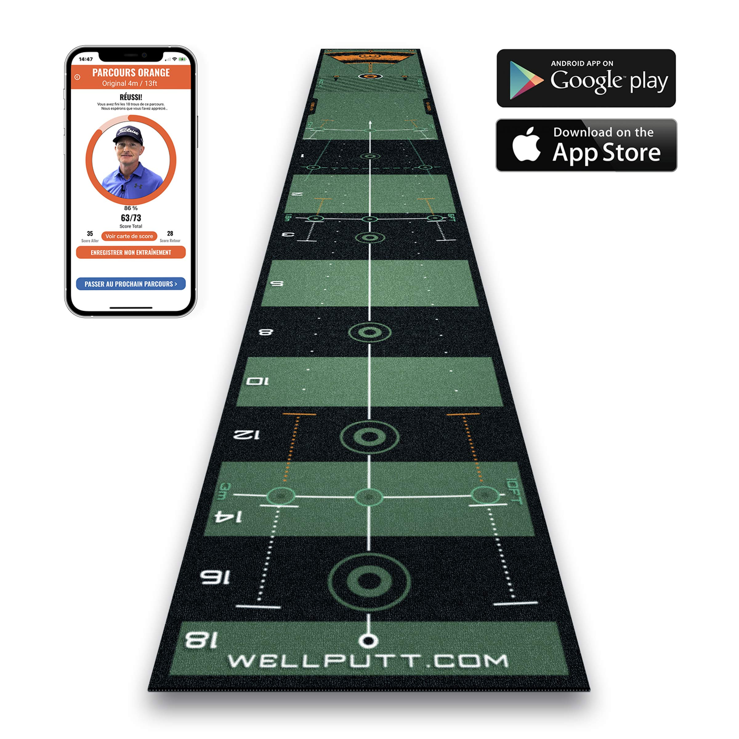 Putting training mat golf indoor - 4m Classic | Wellputt