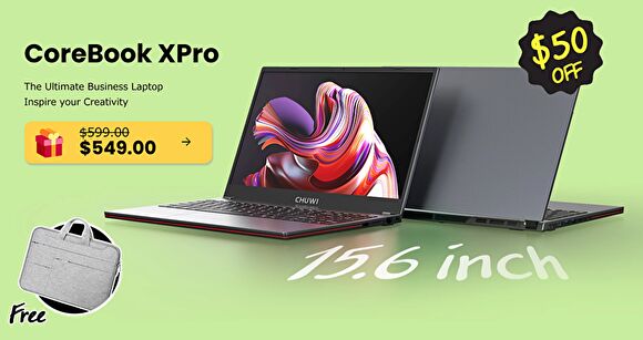 CHUWI CoreBook X Pro、Core i5-8259U搭載の15.6型ノートが公式ストア