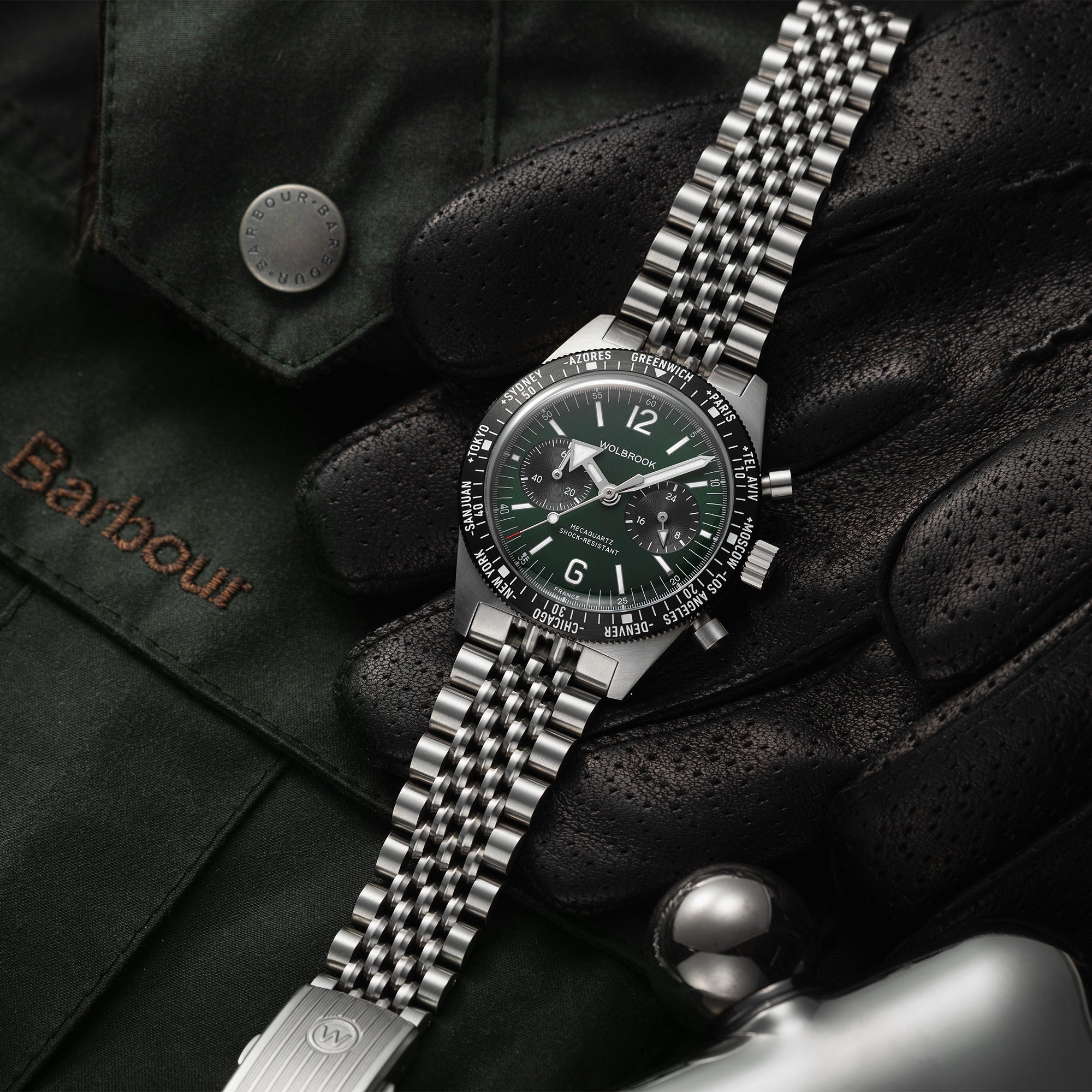 Skindiver WT Chrono-Mecaquartz Green Chronograph – Wolbrook Watches