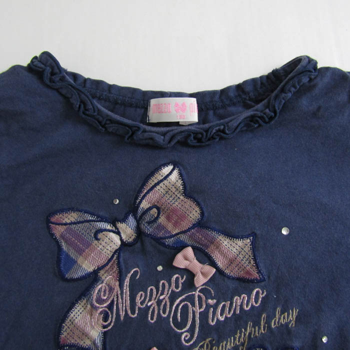 メゾピアノ 長袖Tシャツ トップス リボン フリル キッズ 女の子用 130