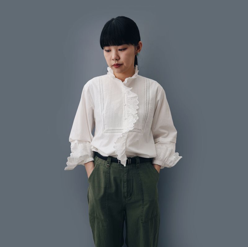 Dot and Stripes CHILD WOMAN ブロード レースピンタックブラウス