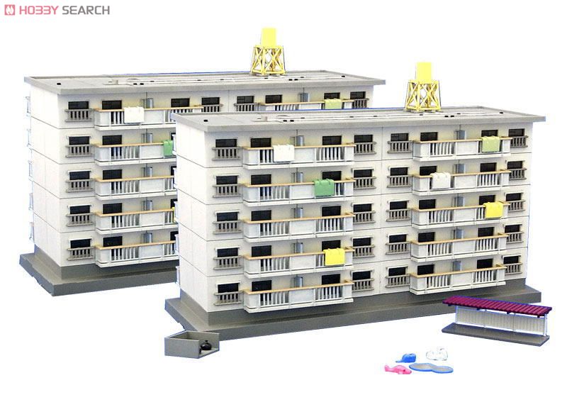 団地 (ホワイト) 2棟セット (塗装済み組立キット) (鉄道模型) - ホビー