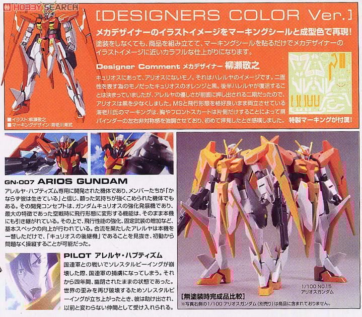 アリオスガンダム デザイナーズカラーバージョン (1/100) (ガンプラ