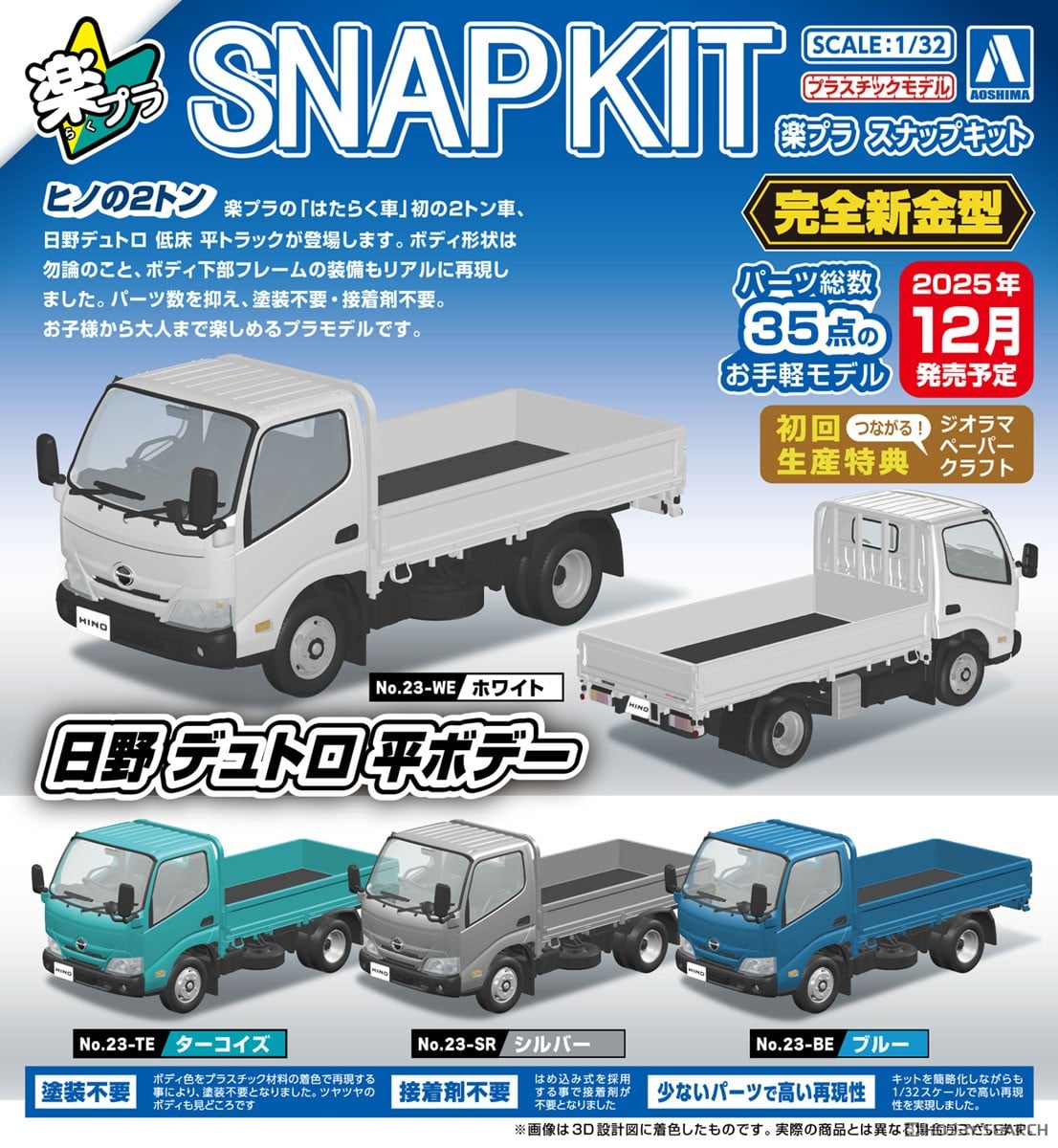 日野 デュトロ 平ボデー (ホワイト) (プラモデル) - ホビーサーチ カー