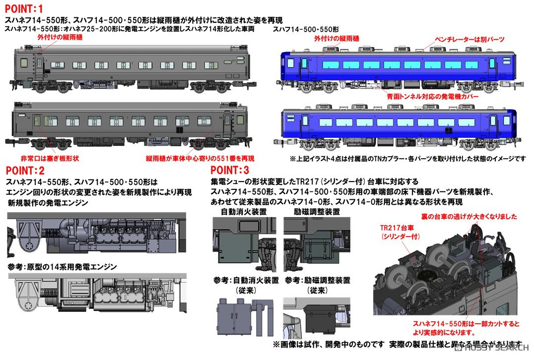 JR 14 500系客車 (はまなす) 基本セット (基本・7両セット) (鉄道模型
