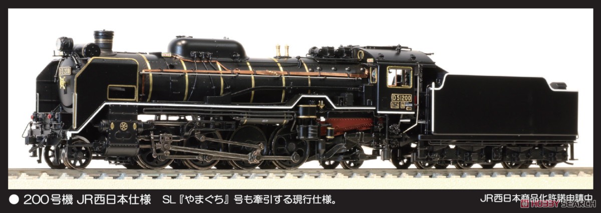 16番(HO) D51形蒸気機関車 200号機 JR西日本仕様 (真鍮製車体×カンタム