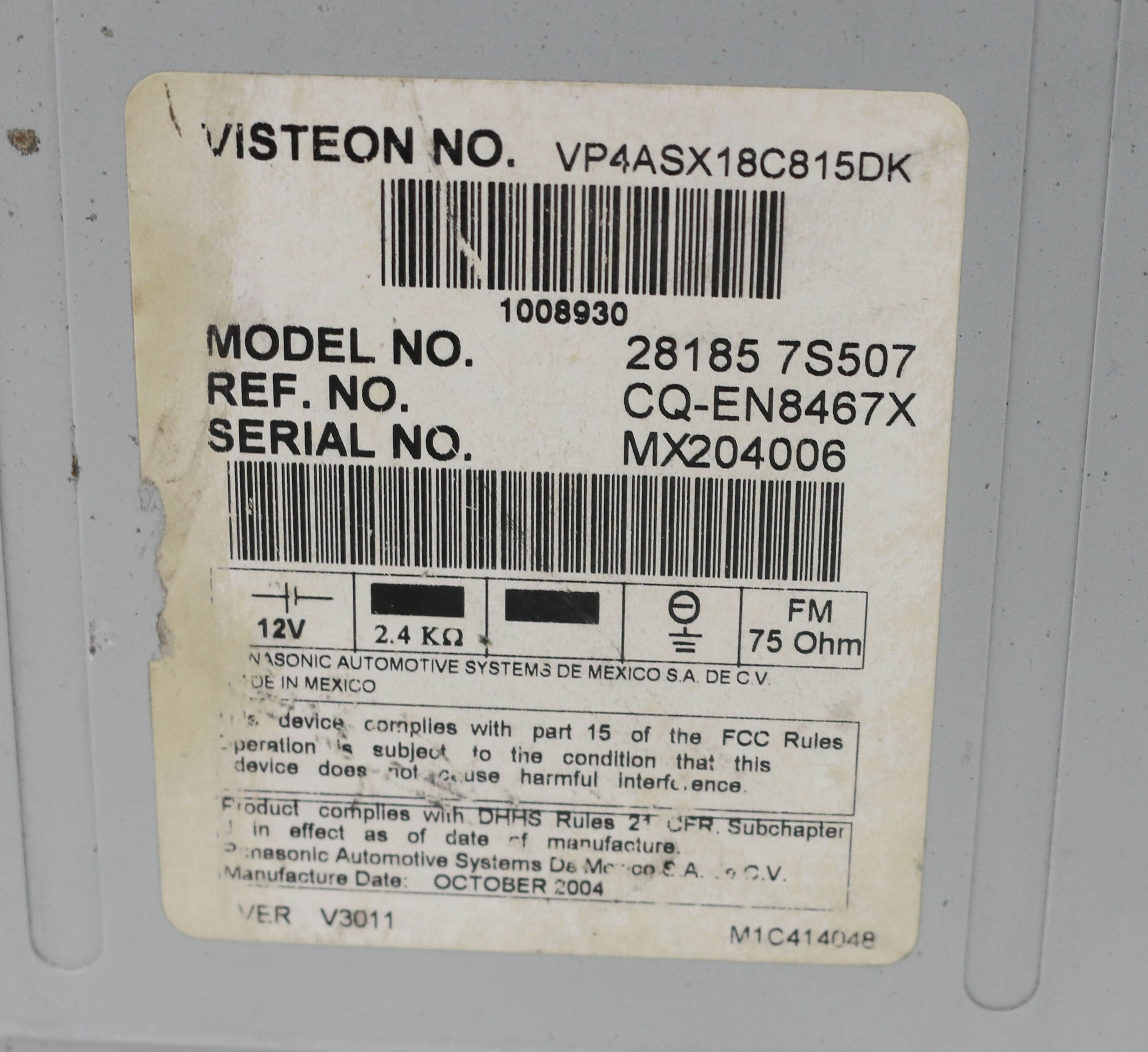 2004-2005 Nissan Titan AM FM OEM Radio 6 Disc CD Player 281857S507