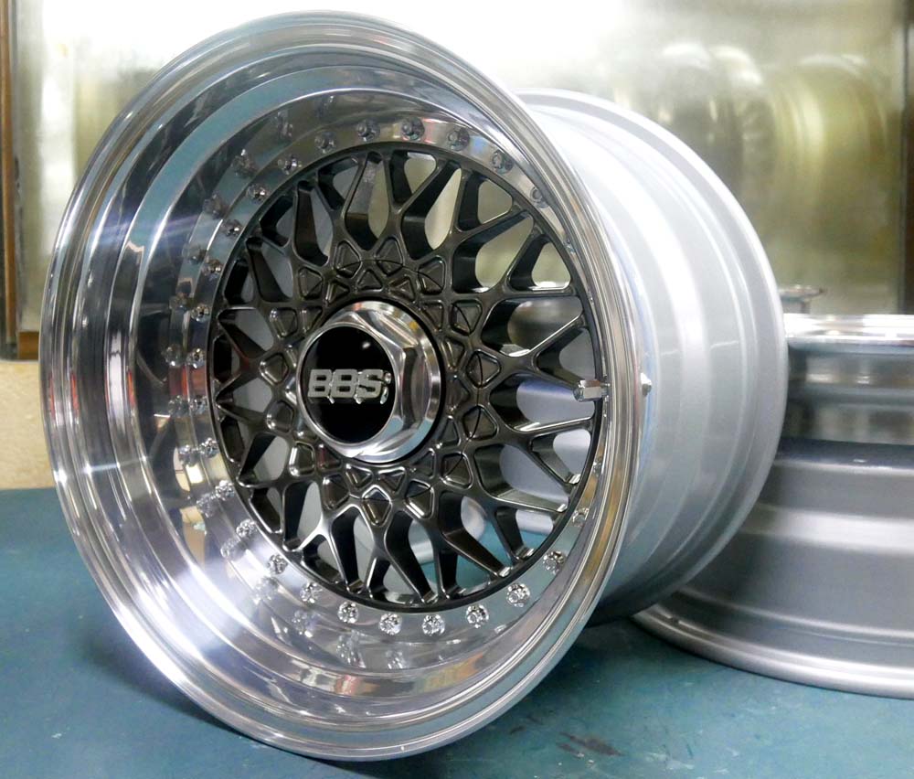 BBS-RS15インチ100-4H純正リム＆社外リム交換リバレルDBK-P