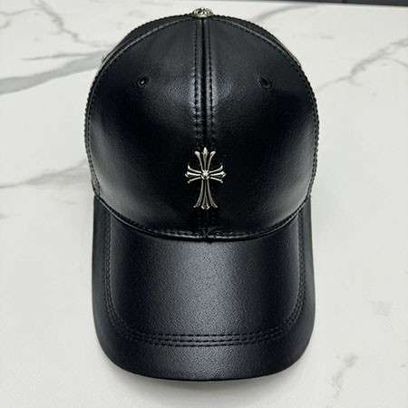 クロムハーツ BS フレア レザー トラッカー キャップ ブラック