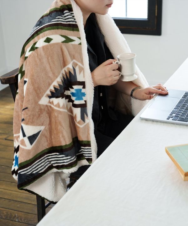 裏ボア】ブランケット M《NOMADY》(NATURAL): 『チャイハネ』公式通販