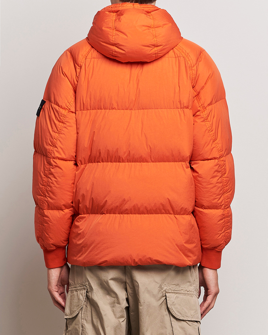 Stone Island Garment Dyed Recycled Nylon Down Jacket Orange Red at